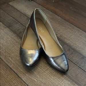 Aldo Metallic Silver Pointed Toe Flats